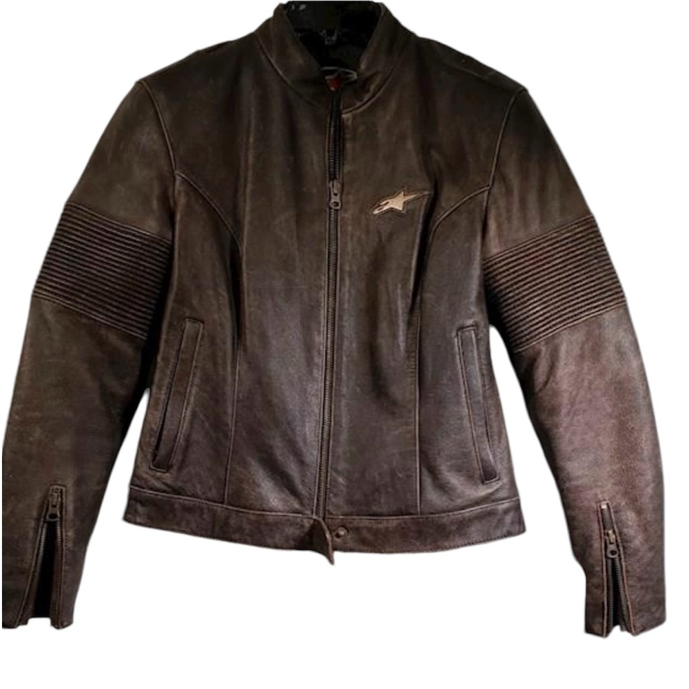 Alpinestars Stella Women’s Structured Zip Leather Motorcycle Jacket Size Small